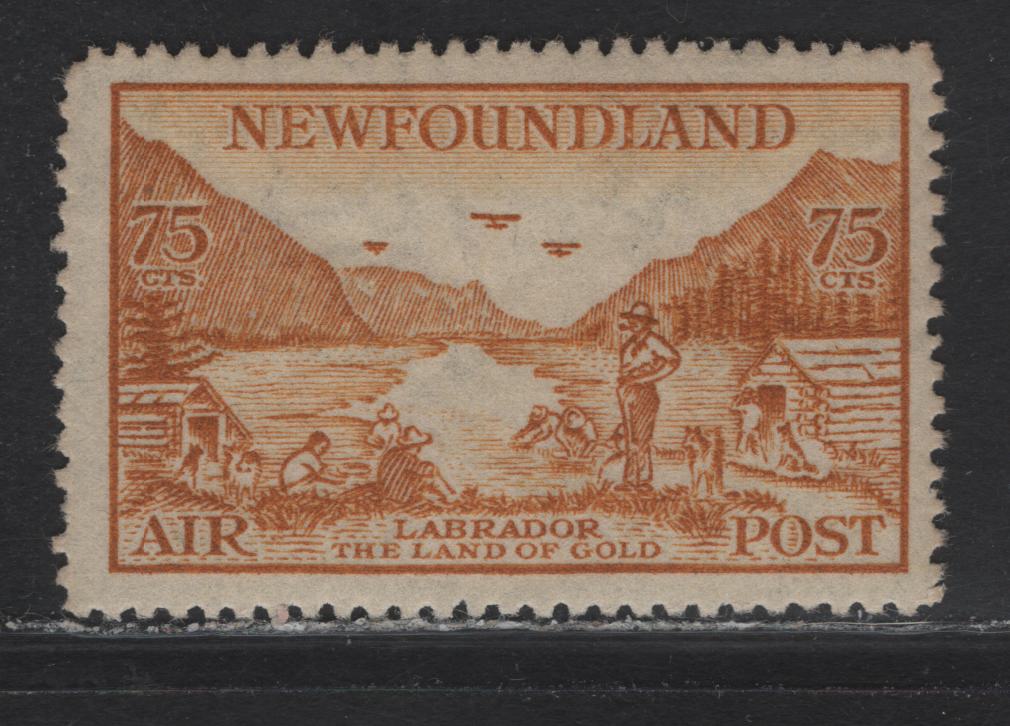 Lot 186 Newfoundland #C17 75c Bistre Labardor, Land Of Gold, 1933 Labrador Airmail Issue, A Fine NH Single Line Perf. 14.3
