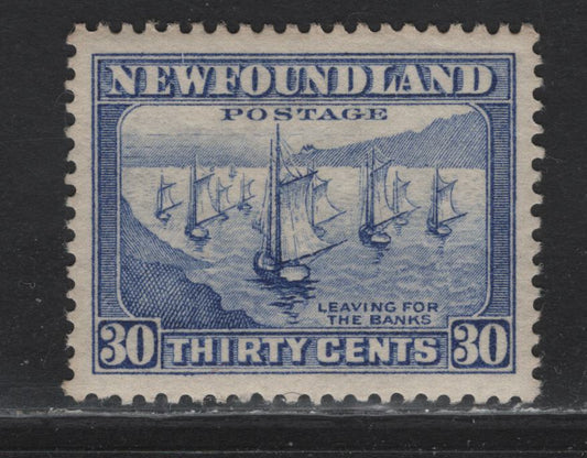 Lot 193 Newfoundland #198 30c Deep Ultramarine Leaving For The Banks, 1932-1937 Perkins Bacon Resources Issue, A VFOG Single