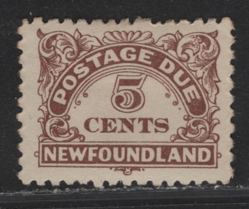 Lot 214 Newfoundland #J5 5c Pale Brown Numeral in Ornamental Frame, 1939-1949 Postage Due Issue, A VFOG Single