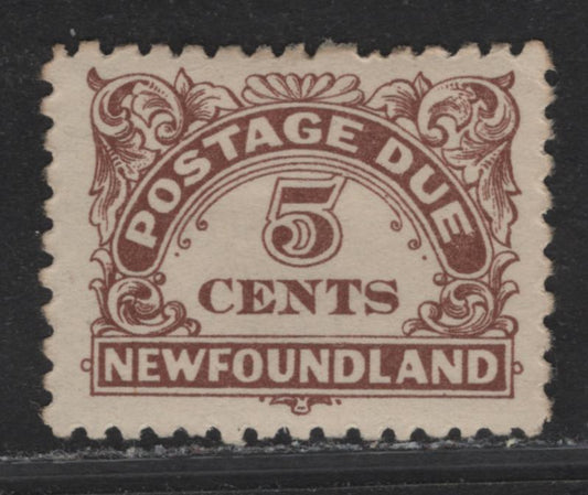 Lot 214 Newfoundland #J5 5c Pale Brown Numeral in Ornamental Frame, 1939-1949 Postage Due Issue, A VFOG Single