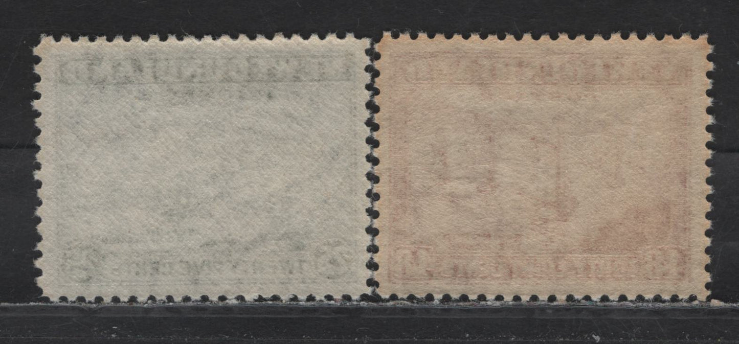 Lot 221 Newfoundland #265-266 25c-48c Slate & Red Brown Sealing Fleet & Leaving For The Banks, 1941-1944 Waterlow Resources Issue, 2 VFNH Singles