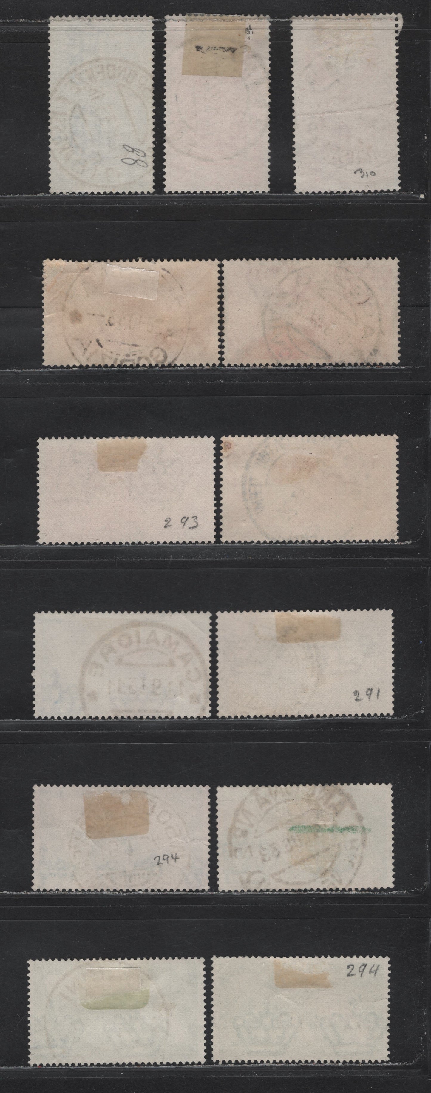 Lot 231 Italy SC#291, 293, 294, 297, 310, 313 20c-50c Rose Red - Violet Cross in Halo, St. Peter's Dome - Mussolini Statue, 1932-1933 10th Anniversary of March On Rome - Holy Year Issue, 13 Fine & VF Used Singles With SON CDS Town Cancels