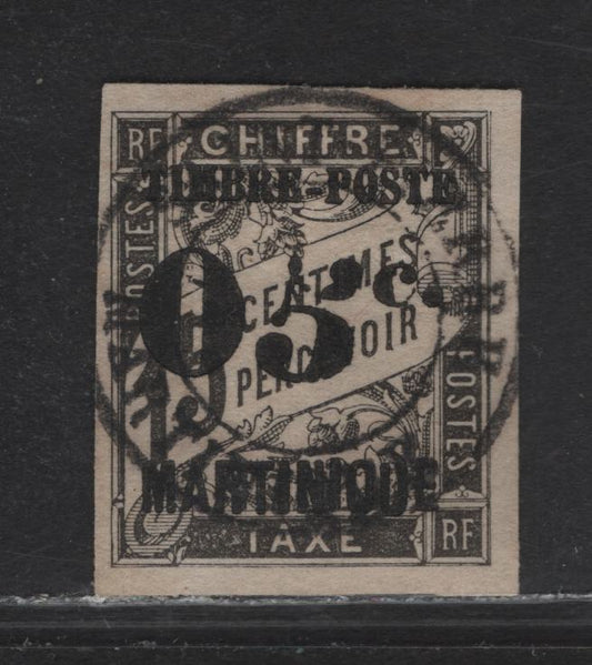 Lot 247 Martinique SC#23b 5c on 15c Black Numeral On Text Background, 1891-1892 Imperf Surcharge Issue, A VF Used Single With SON CDS Cancel, Showing Slanting 5 Variety