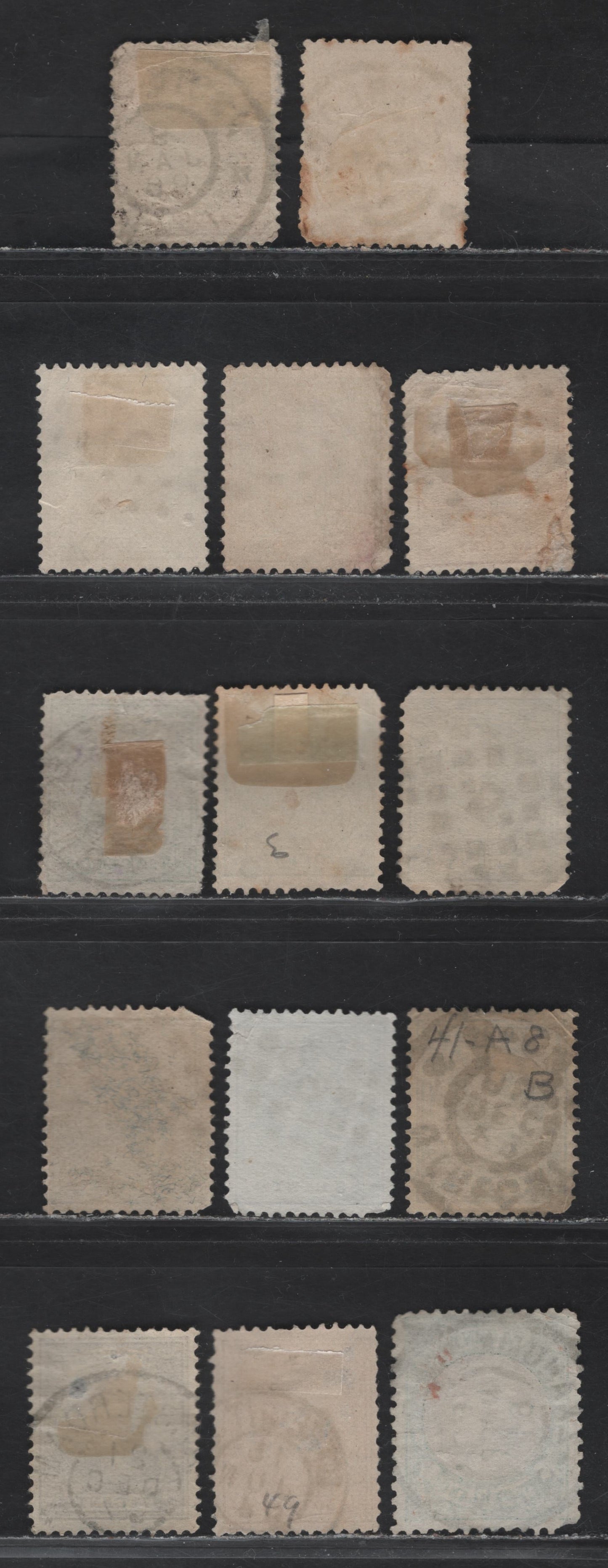 Lot 269 Netherlands SC#40, 41-41a, 42, 43a, 44a. 46, 49a, 51 3c-50c Orange - Green & Brown Princess Wilhelmina, 1891-1896 Princess Wilhelmina Keyplates, 14 VG Used Singles With SON Dotted Numeral & CDS Town Cancels