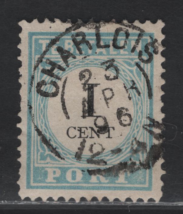 Lot 278 Netherlands SC#J3 1c Light Blue Numeral in Circular Frame, 1881-1887 Postage Due Issue, A VF Used Single Type III With SON April 23, 1896 Charlois Cancel