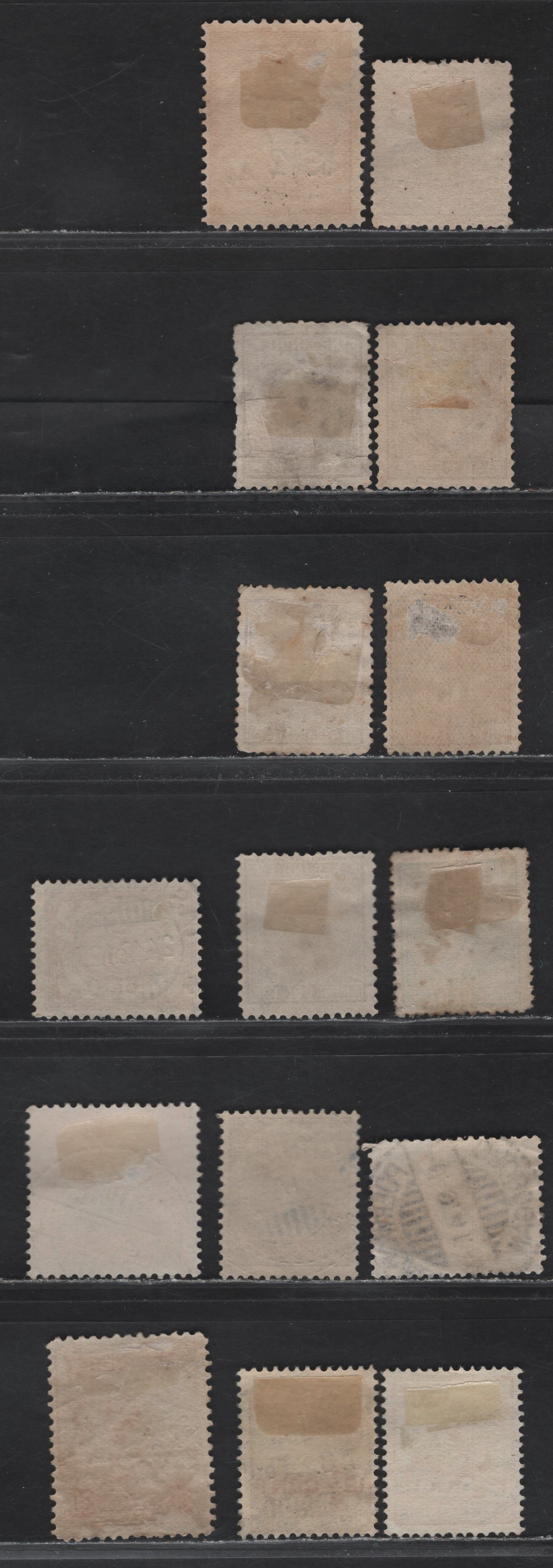 Lot 284 Netherlands Indies SC#9/97b 5c-12.5c Pale Green - Deep Orange, 1870-1888 King William III Sidefaces - 1933-1937 Rice Field & Queen Wilhelmina Definitives, 15 VG & Fine Used Singles With SON CDS and Dotted Diamond Numeral Cancels