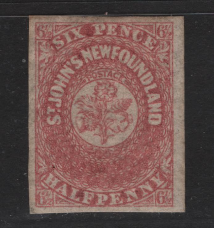 Lot 38 Newfoundland #21 6 1/2d Rose, 1861-1862 Pence Issue, A VFOG Single On Crisp Translucent Wove Paper