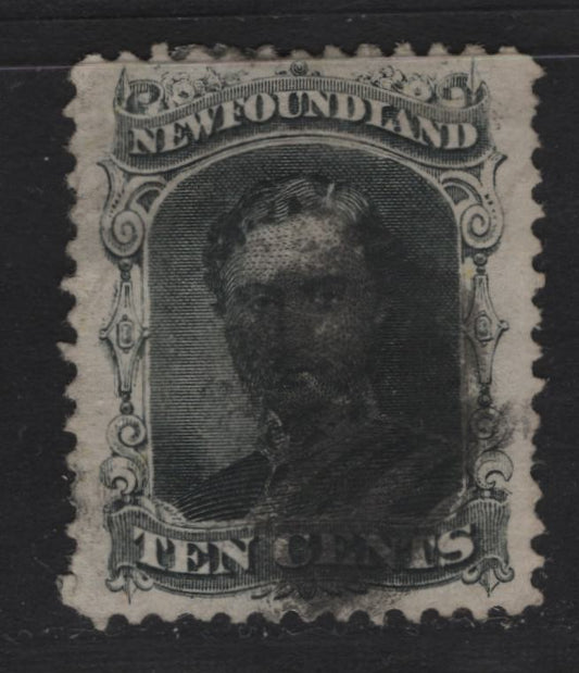 Lot 47 Newfoundland #27 10c Black, 1865-1894 First Cents Issue, A Fine Used Single On Cents-X Paper, Perf 12