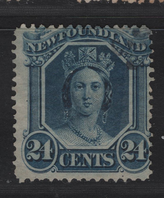 Lot 55 Newfoundland #31 24c Blue, 1865-1894 First Cents Issue, A Fine Used Single On Paper Cents-Z, Perf 12