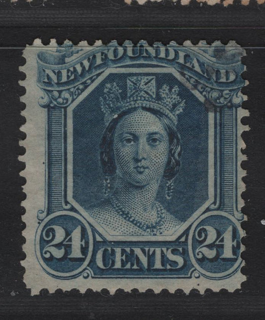 Lot 55 Newfoundland #31 24c Blue, 1865-1894 First Cents Issue, A Fine Used Single On Paper Cents-Z, Perf 12