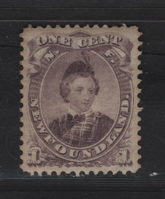 Lot 56 Newfoundland #32 1c Violet, 1868-1894 Second Cents Issue, A VFOG Single On Paper Cents-V, Perf 11.75