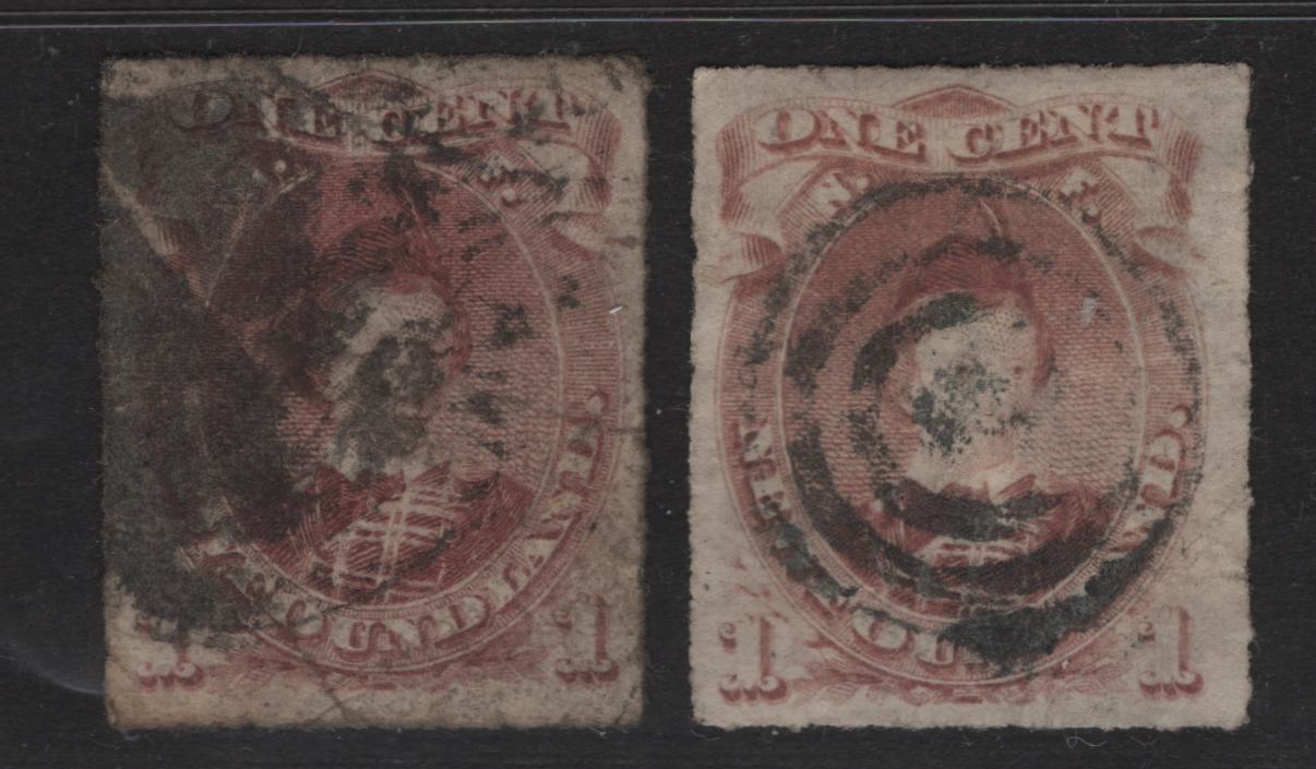 Lot 66 Newfoundland #37 1c Brown Lilac, 1876-1879 Rouletted Cents Issue, A FR&VG Used Singles On Papers Cents-FF & Cents-II