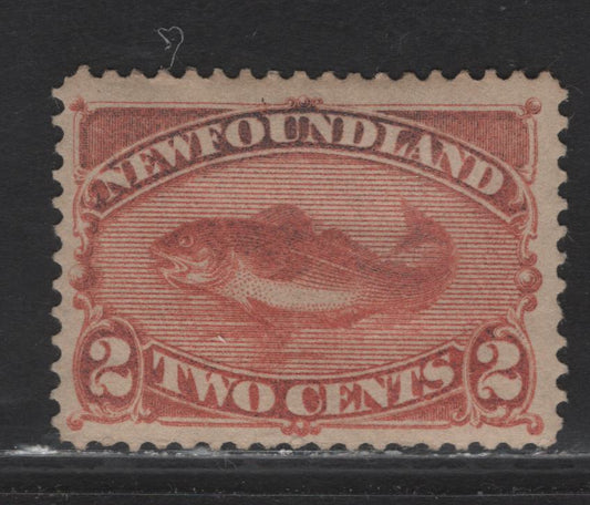 Lot 80 Newfoundland #48 2c Red Orange, 1880-1896 Third Cents Issue, A FOG Single On Paper Cents-NN, Perf 12. Some Oxidation Of The Colour