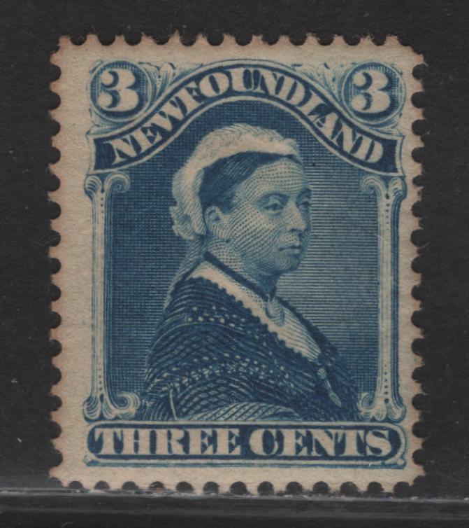 Lot 81 Newfoundland #49 3c Blue, 1880-1896 Third Cents Issue, A FOG Single On Paper Cents-VV,Perf 12