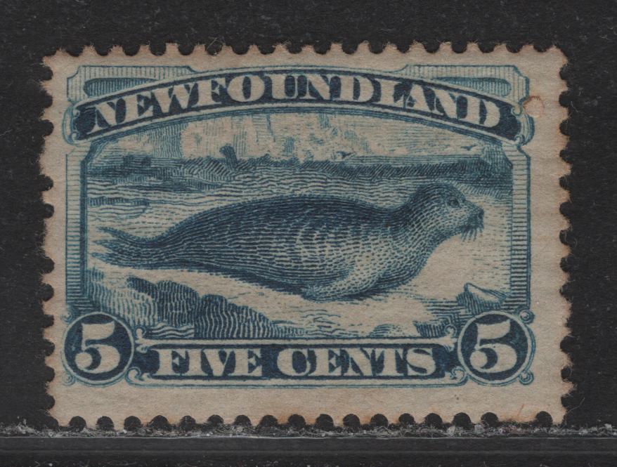 Lot 85 Newfoundland #55 5c Bright Blue, 1880-1896 Third Cents Issue, A FOG Single On Paper Cents-LL, Perf 12x12.2