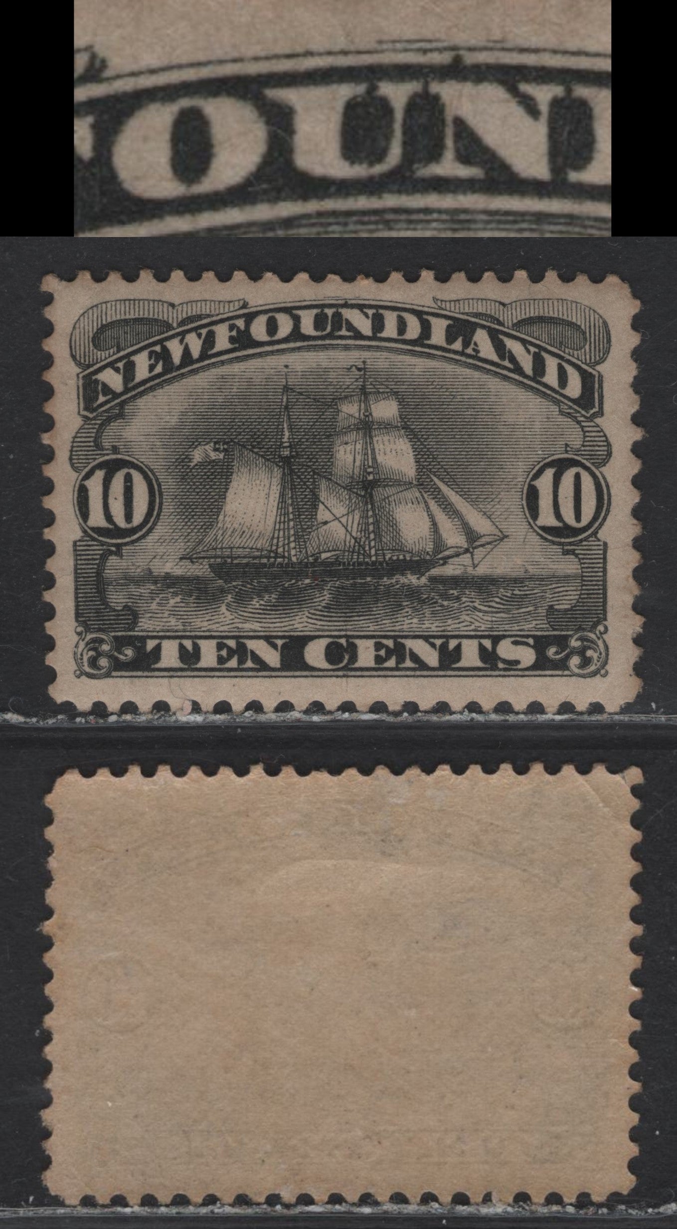 Lot 90 Newfoundland #59 10c Black, 1887-1897 Queen Victoria Definitive Issue, A VFRG Single On Paper Cents-NN, Perf 12.25x12.1, Regummed To Appear NH