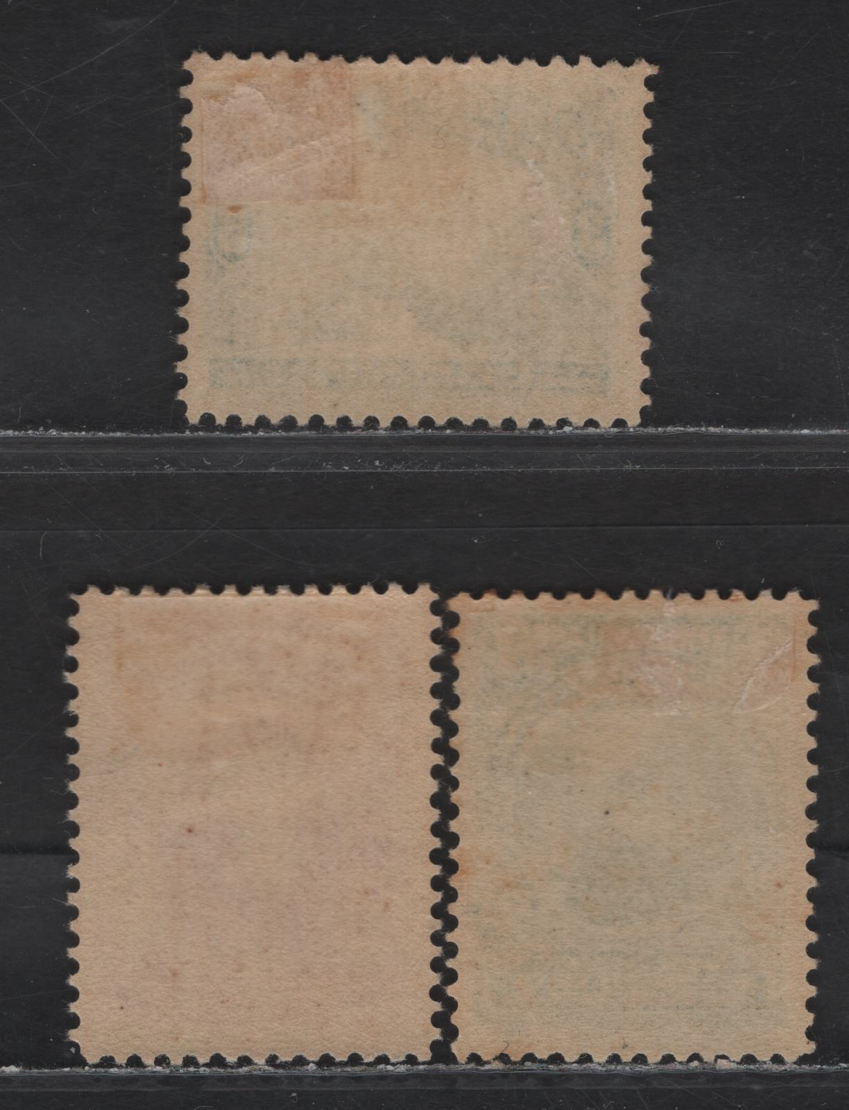 Lot 94 Newfoundland #61-63 1c Green - 3c Ultramarine, 1897 John Cabot Issue, 3 VFOG Singles On Papers ABNN-A And ABNN-D, Some Minor Toning On 1c