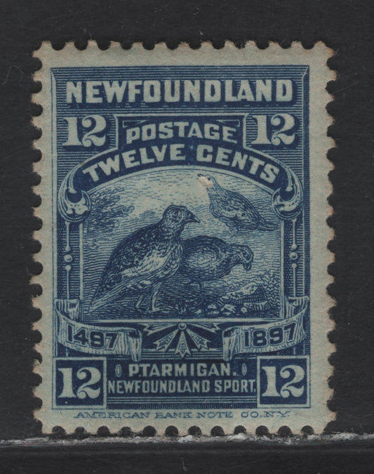 Lot 97 Newfoundland #69 12c Dark Blue, 1897 John Cabot Issue, A FOG Single On ABNN-G Paper, Perf 11.75, VF Centering But Small Oil Stain At Base