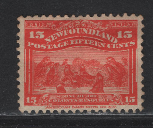 Lot 98 Newfoundland #70 13c Scarlet, 1897 John Cabot Issue, A VFOG Single OnABNN-C Paper, Perf 11.9x12