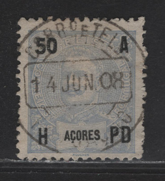 Lot 103 Azores SC#106 50r Ultramarine King Carlos, 1906 King Carlos Keyplate Issue, A Very Fine Used Single, SON June 14 1908 CDS Cancel