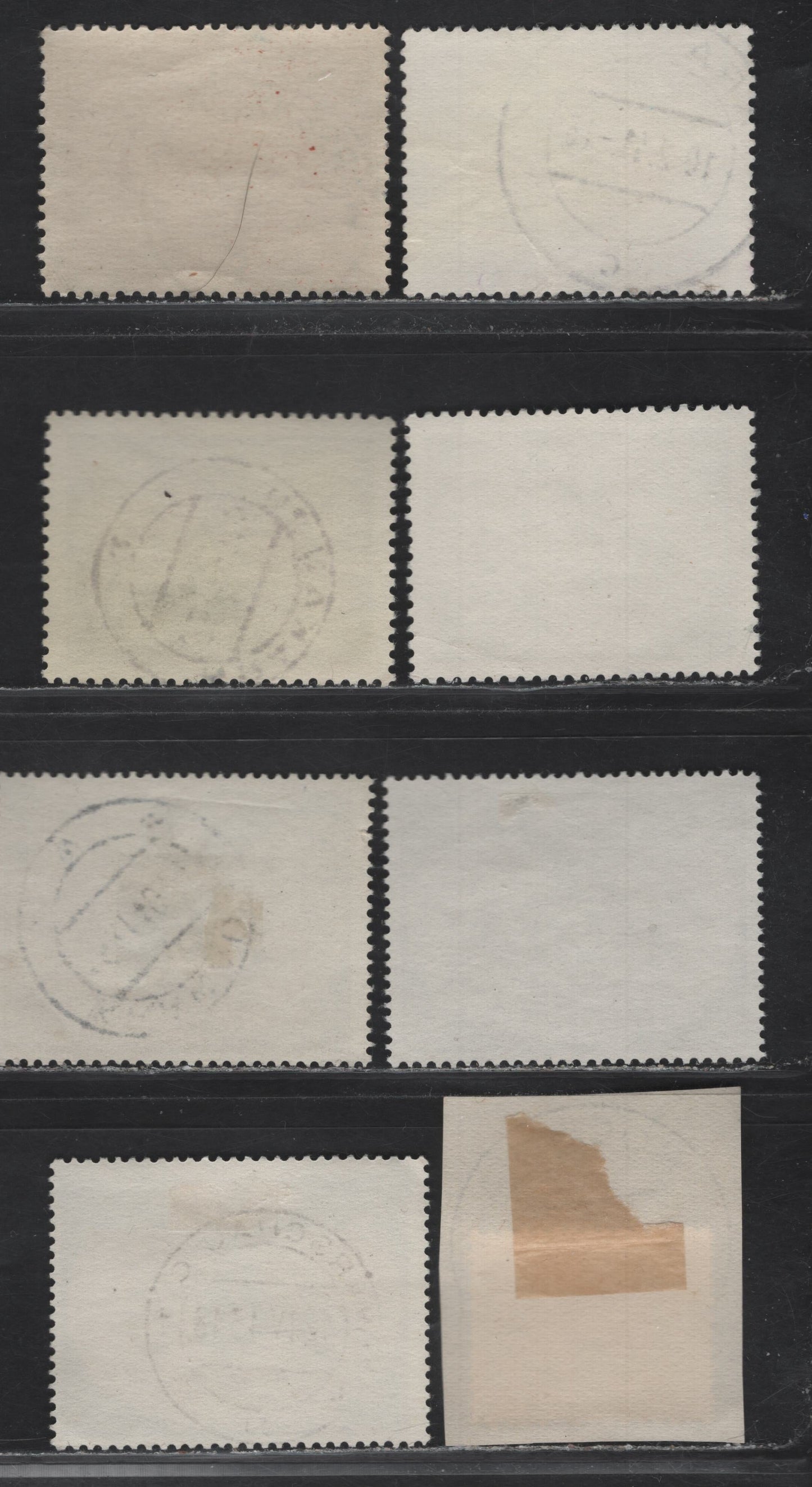 Lot 114 Poland SC#NO6, NO8-NO10, NO13, NO15, NO22 24g - 30g Henna Brown - Rose Lake Eagle & Swastika, 1940 Eagle & Swastika Official Issue, 7 Fine/Very Fine Used Singles, All With SON CDS Town Cancels