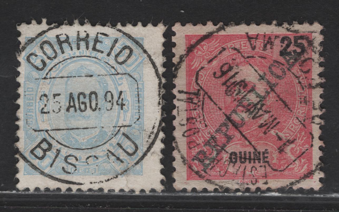 Lot 127 Portuguese Guinea SC#37, 100 50r - 25r Light Blue - Carmine King Carlos, 1893-1911 King Carlos - Republica Overprinted Issues, 2 Fine/Very Fine Used Single
