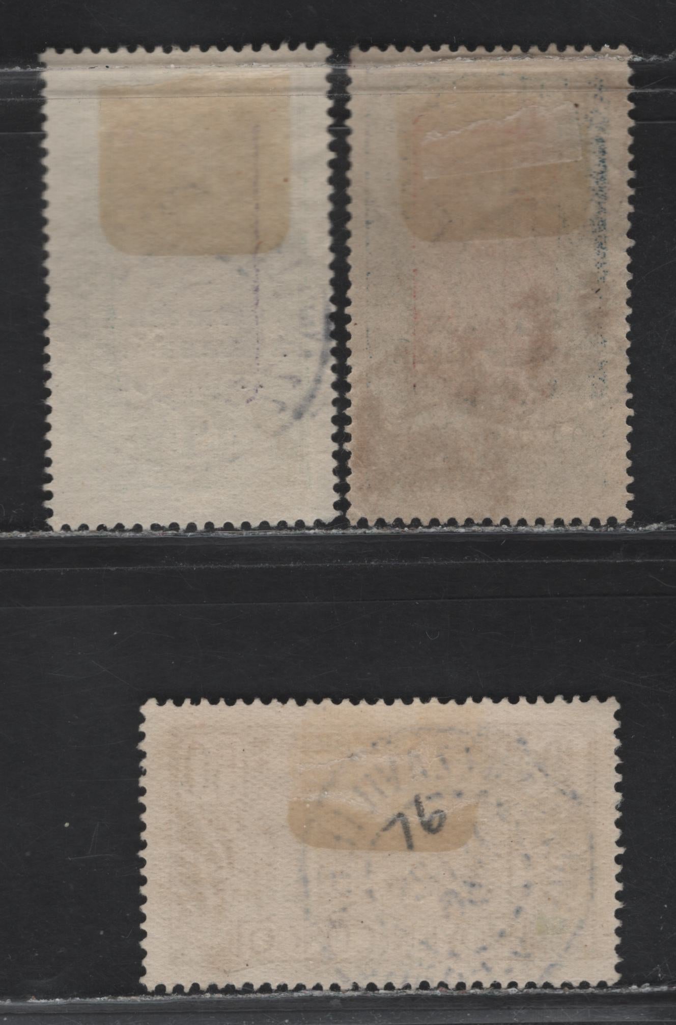 Lot 131 Middle Congo SC#45, 50, J9 1fr - 50c Green & Violet - Gray Black French Equatorial Affrica - Numeral, 1924-1933 French Equatorial Africa Overprints - Postage Dues, 3 Very Fine Used Singles, SON Brazzaville CDS Cancel