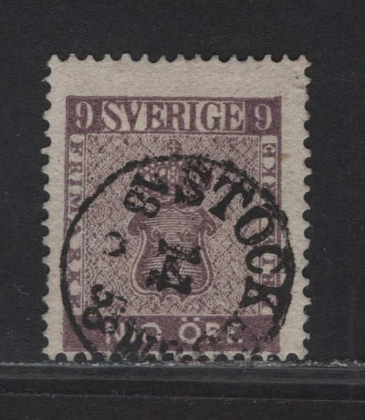 Lot 137 Sweden (C) SC#7 9o Violet Coat of Arms, 1858-1862 Coat of Arms Ore Denominated Issue, A Fine Used Single, August 18 1858 Stockholm CDS Cancel