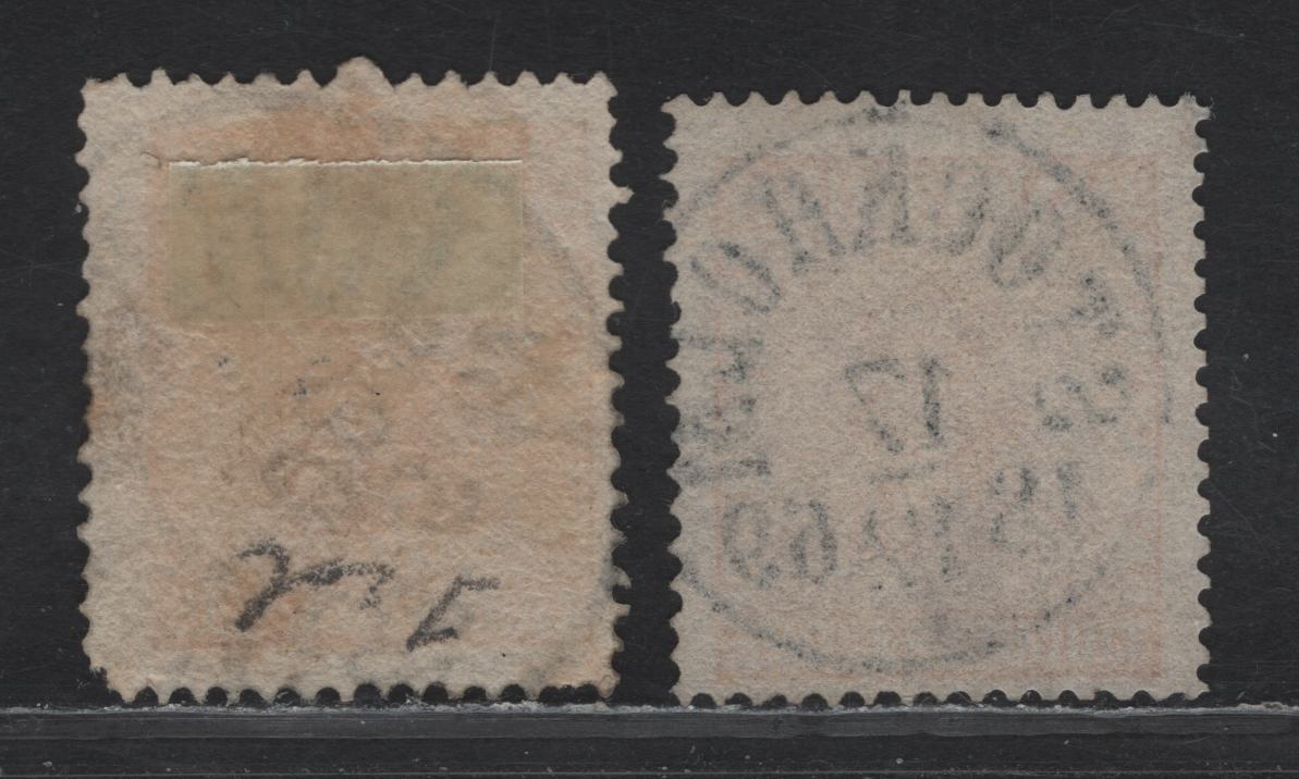 Lot 140 Sweden SC#10 24o Orange & Yellow Orange Coat of Arms, 1858-1862 Coat of Arms Ore Denominated Issue, 2 Fine Used Singles, December 18 1869 Stockhold & Sept 18 182 Jonkiping