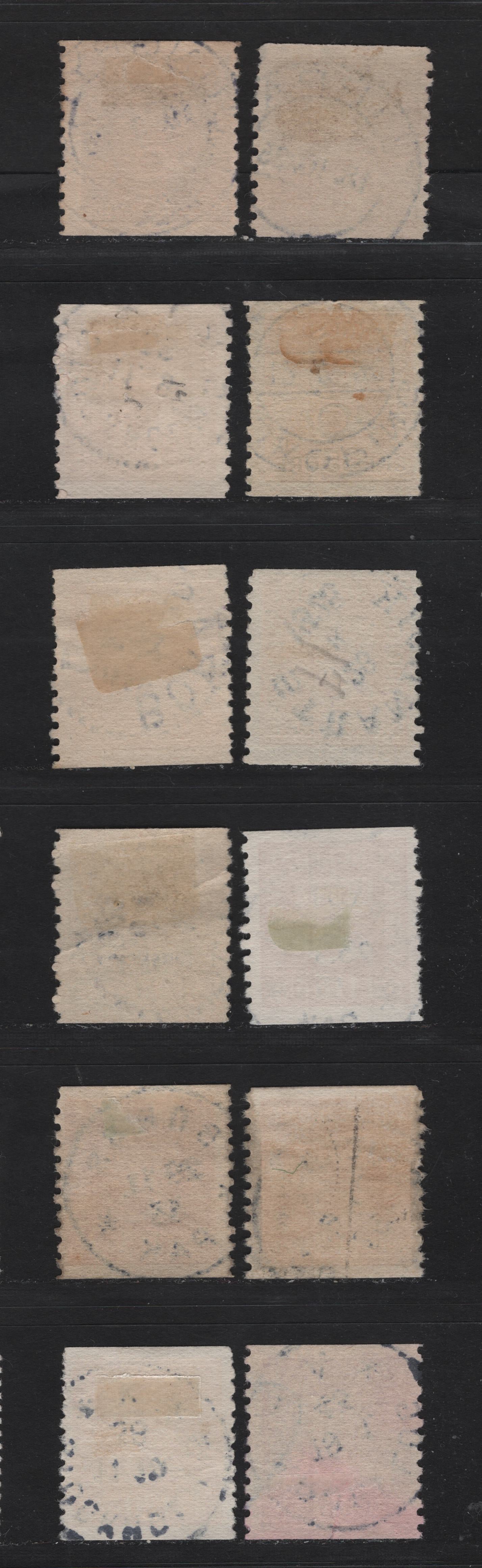 Lot 155I Sweden SC#147/157 45o - 120o Brown - Lilac - Rose Crown & Posthorn, 1920-1934 Crown & Posthorn Issue, 12 Fine/Very Fine Used Singles, SON Town Cancels