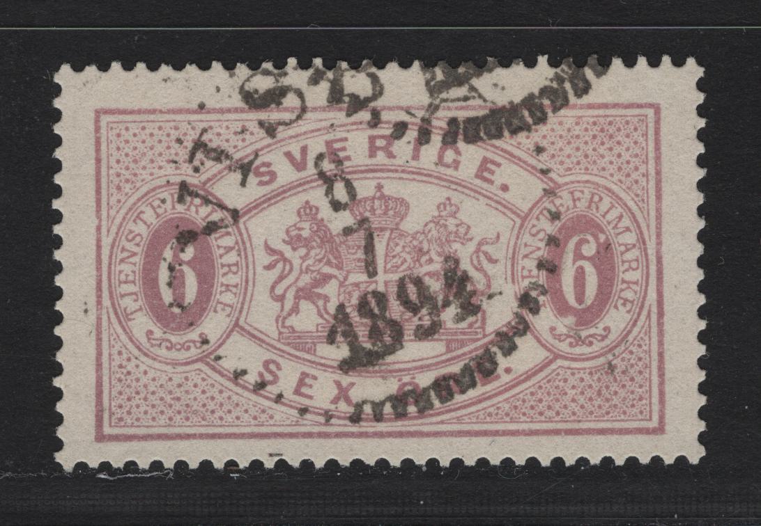 Lot 166 Sweden (C) SC#O16a 6o Lilac Arms, 1881-1896 Arms Official Issue, A Very Fine Used Single, Perf 13, July 8 1894 Visby CDS Cancel