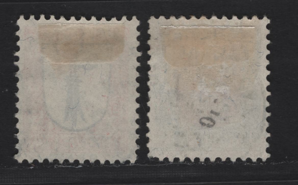 Lot 186 Switzerland SC#B12, B25 7.5c - 5c Gray, Red & Black - Orange & Black Arms, 1919-1923 Semi Postal Issues, 2 Very Fine Used Singles, Contemporaneous CDS Town Cancels