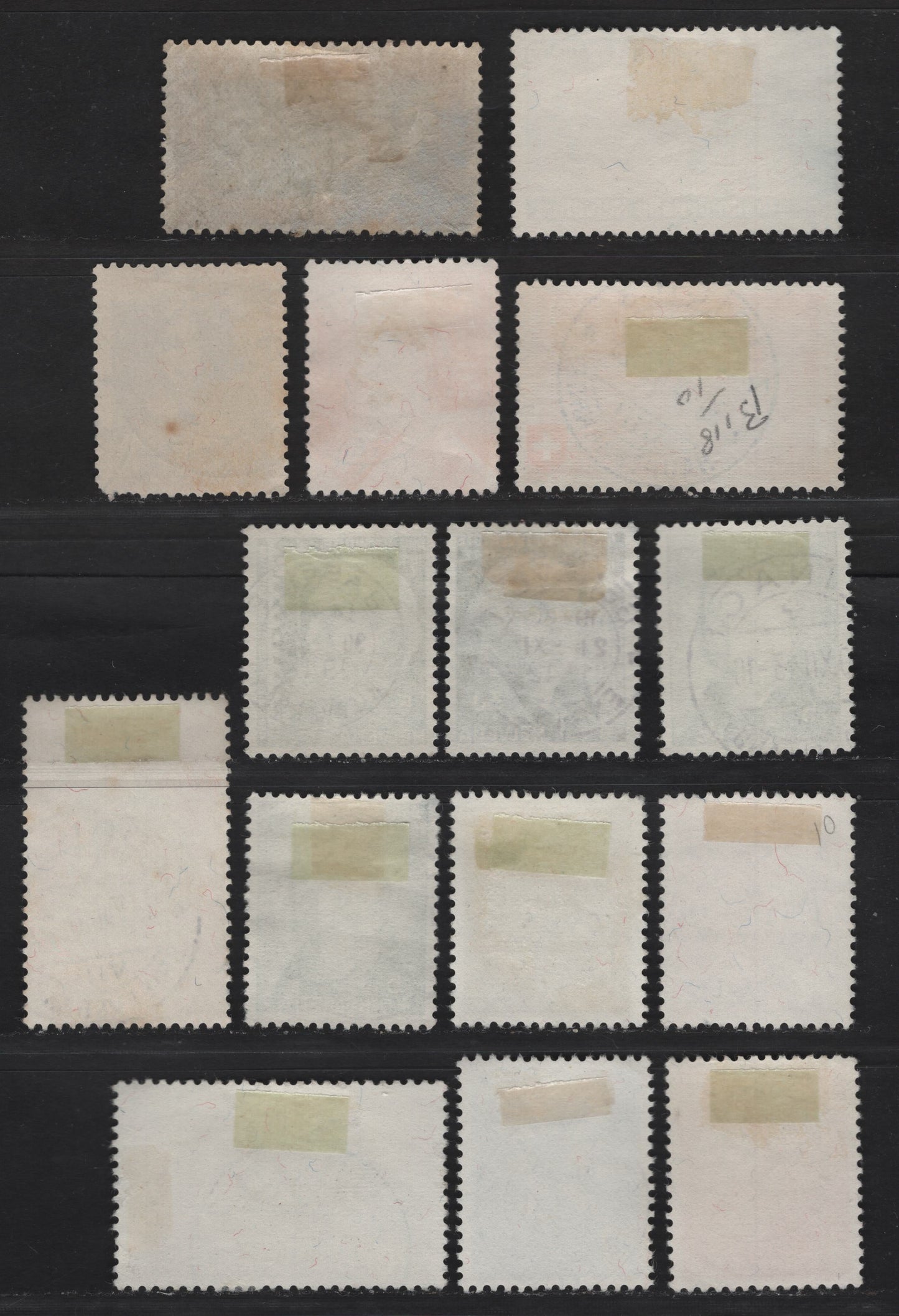 Lot 186A Switzerland SC#B51, B66, B90, B101, B115, B118, B120-B121, B126-B128, B135, B138-B139 20c - 20c+5c Brown, Garnet & Blue - Red, Yellow & Gray, 1929-1944 Semi Postal Issues, 15 Very Fine Used Singles, SON Cancels