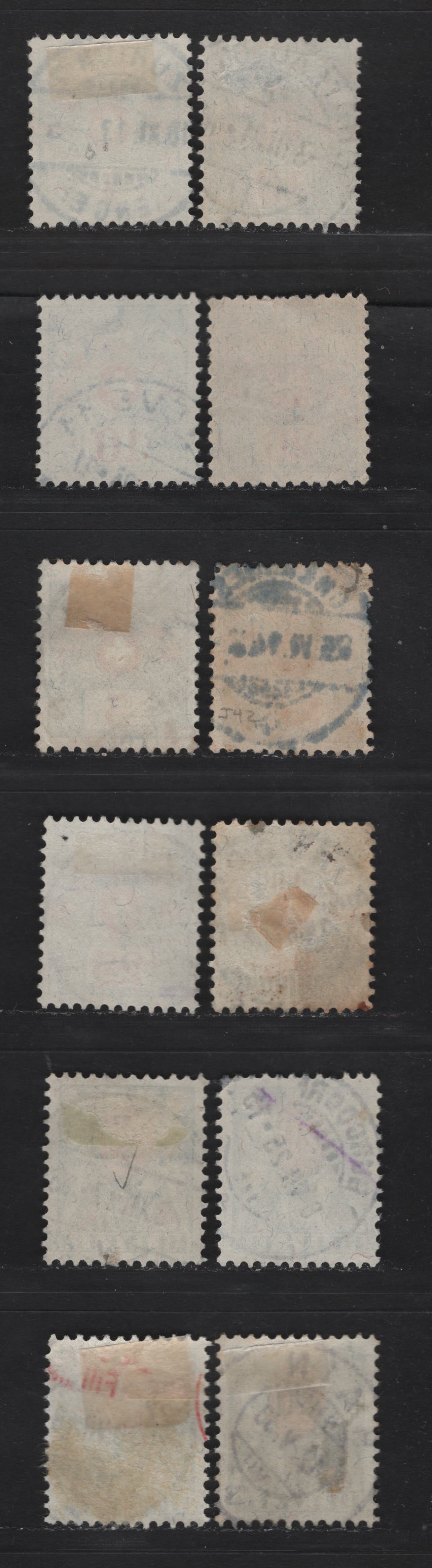 Lot 202 Switzerland (C)SC#J35, J37, J38, J40-J42, J51-J52, J58 1c - 20c on 50c Blue Green & Red - Olive Green & Red Numeral, 1910-1937 Postage Dues, 12 Fine/Very Fine Used Singles, SON CDS Cancels