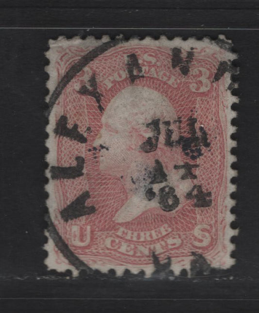 Lot 204 United States SC#64 3c Pink Washington, 1861-1862 Civil War Issue, A Very Fine Used Single, Nicely Centered Example Of This Elusive Shade, SON July 1864 Alexandria VA CDS