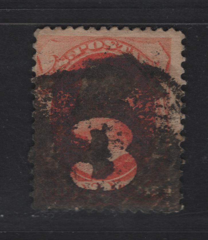 Lot 206 United States SC#183 2c Vermillion Jackson, 1879 Large Banknote Issue, A Fine Used Single, Soft Paper, American Banknote CO Printing, Scarce Negative 3 Cancel