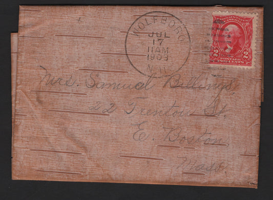 Lot 215 United States SC#301 2c Carmine Washington, 1902-1903 2nd Bureau Issue, A Very Fine Used Cover, Tree Bark Paper, Sent July 17 1903 From Wolfboro, NH