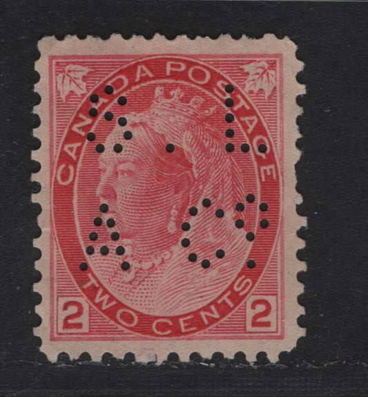 Lot 218 Canada (C)#77var 2c Carmine Queen Victoria, 1898-1902 Numeral Issue, A Fine Unused Single Die 1, Sun Life Assurance Co Perfin,, Pos 1.