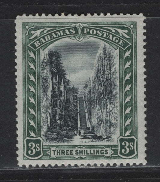 Lot 24 Bahamas SG#61 3/- Black & Green Queen's Staircase, 1901-1903 Queen's Staircase Issue, A VFOG Single, Crown CC Wmk