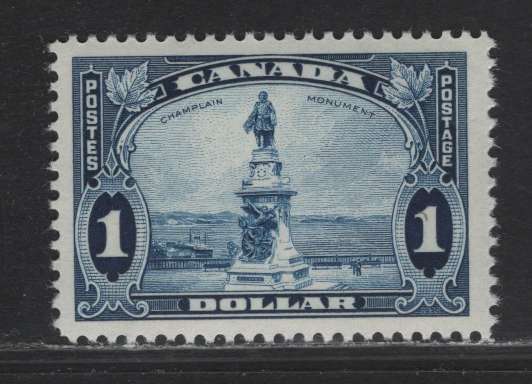Lot 360 Canada (C) #227 $1 Dark Blue Champlain Statue, 1935 KGV Pictorial Issue, A VFNH Single, CBN-MMM Paper, Perf 11.9