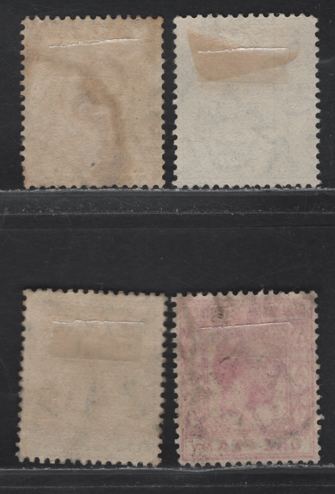 Lot 36 Bahamas SG#82-83, 87-88 1d - 5/- Aniline Carmine - Dull Purple & Blue King George V, 1912-1919 KGV Keyplate Issue, 4 Fine/Very Fine Used Singles, Multiple Crown CA Wmks