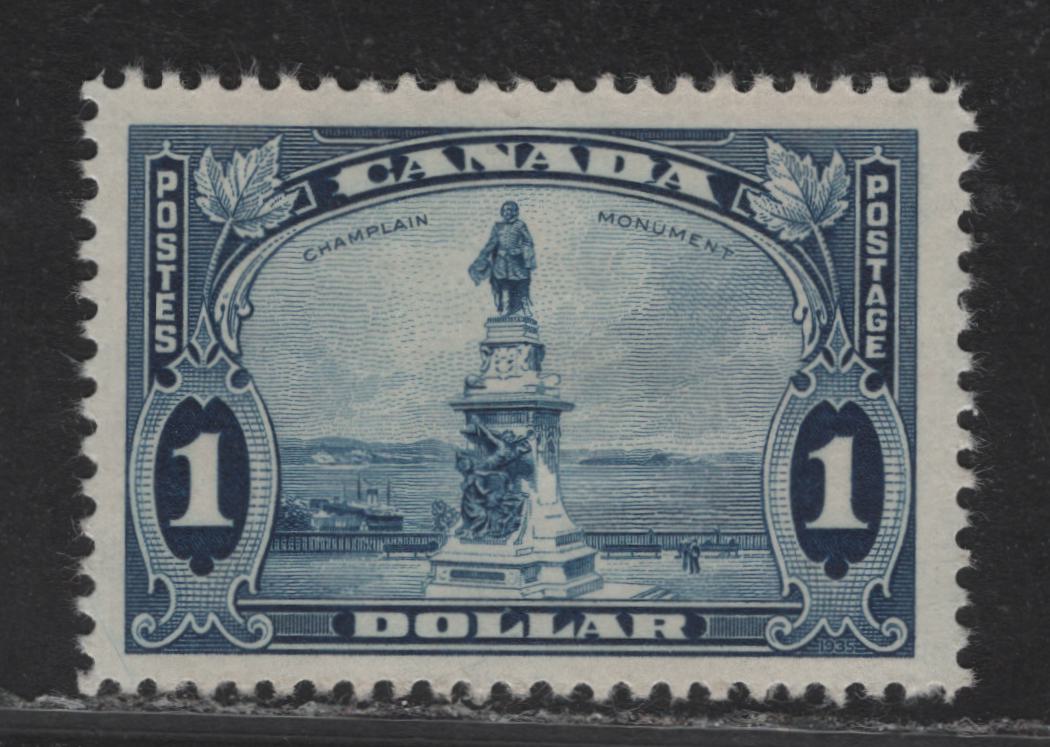 Lot 365 Canada (C) #227 $1 Deep Blue Champlain Statue, 1935 KGV Pictorial Issue, A VFOG Single, CBN-RRR Paper, Perf 11.95x11.9