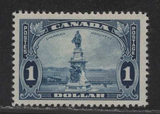 Lot 365 Canada (C) #227 $1 Deep Blue Champlain Statue, 1935 KGV Pictorial Issue, A VFOG Single, CBN-RRR Paper, Perf 11.95x11.9