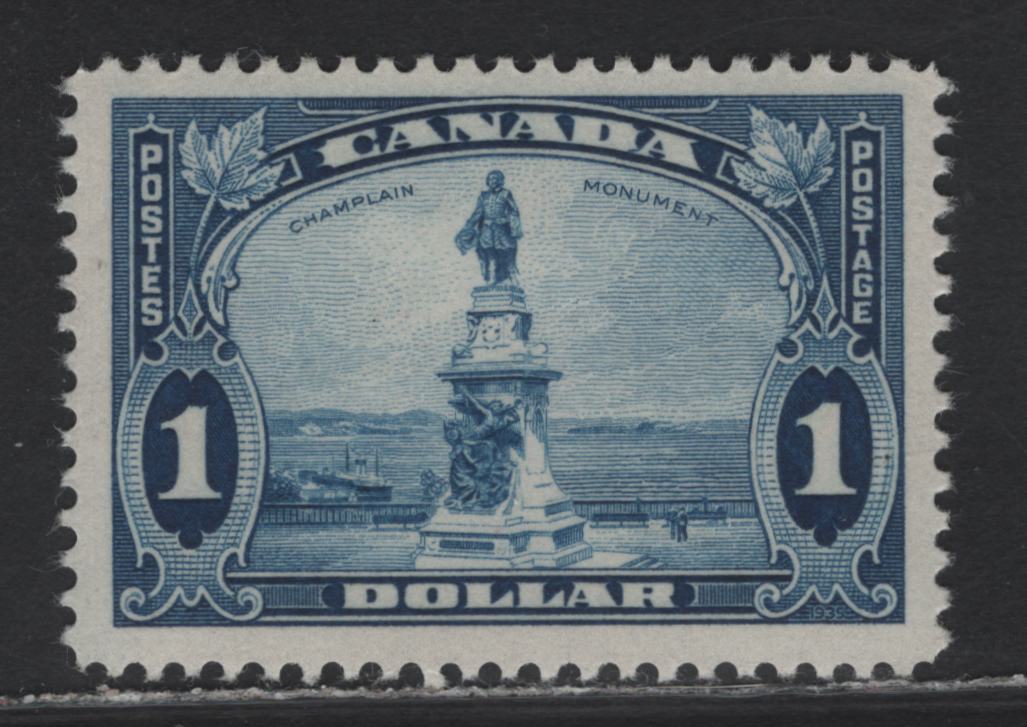 Lot 372 Canada (C) #227i $1 Light Blue Champlain Statue, 1935 KGV Pictorial Issue, A VFOG Single, CBN-UUU Paper, Perf 12