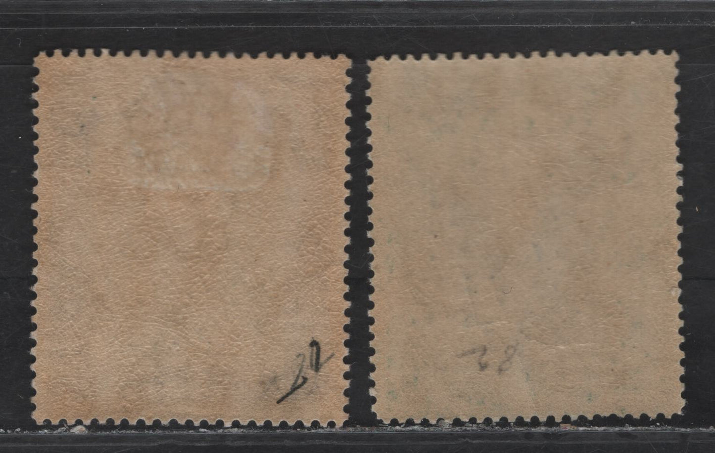 Lot 52 Bahamas SG#112, 114 5d - 3d Black & Purple - Black & Green Queens Staircase, 1921-1929 Queen's Staircase Issue, 2 FOG Single, Script CA Wmk