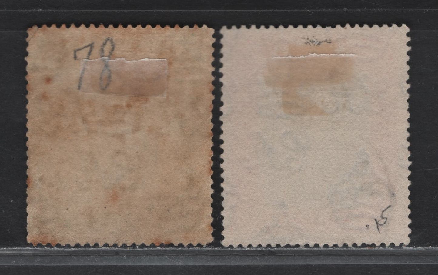 Lot 54 Bahamas SG#111, 114 1d - 3/- Gray & Rose Red - Black & Green Queens Staircase, 1921-1929 Queen's Staircase Issue, 2 Very Good/Fine Used Singles, Short Perfs & Toning