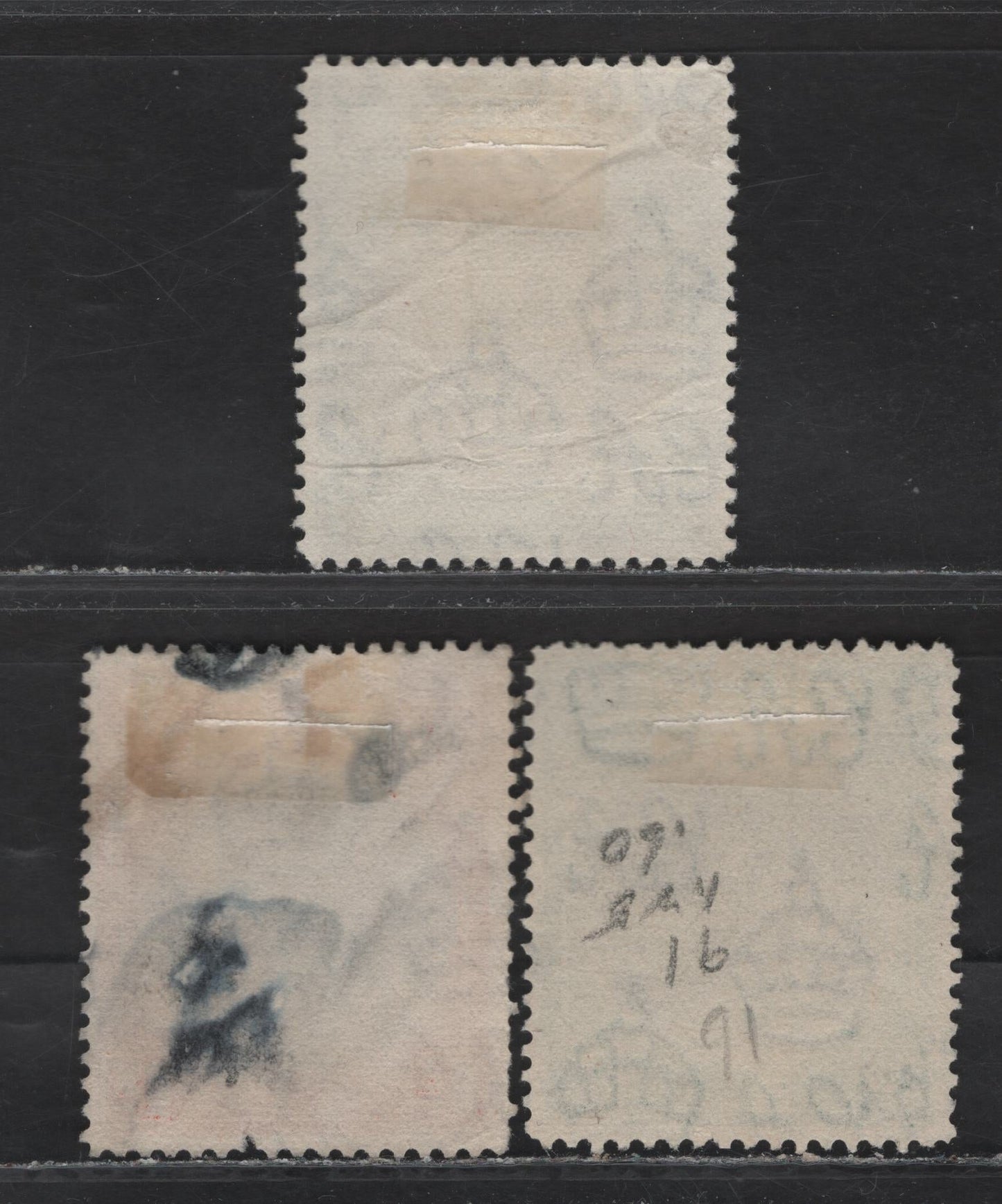 Lot 56 Bahamas SG#126, 131c, 132s 1d - 3/- Black & Scarlet - Brownish Black & Green Badge of the Colony, 1930-1936 Tercentenary - Badge of the Colony Issue, 3 Very Fine Used Singles, 2/- & 3/- Are 1942-1943 Printings