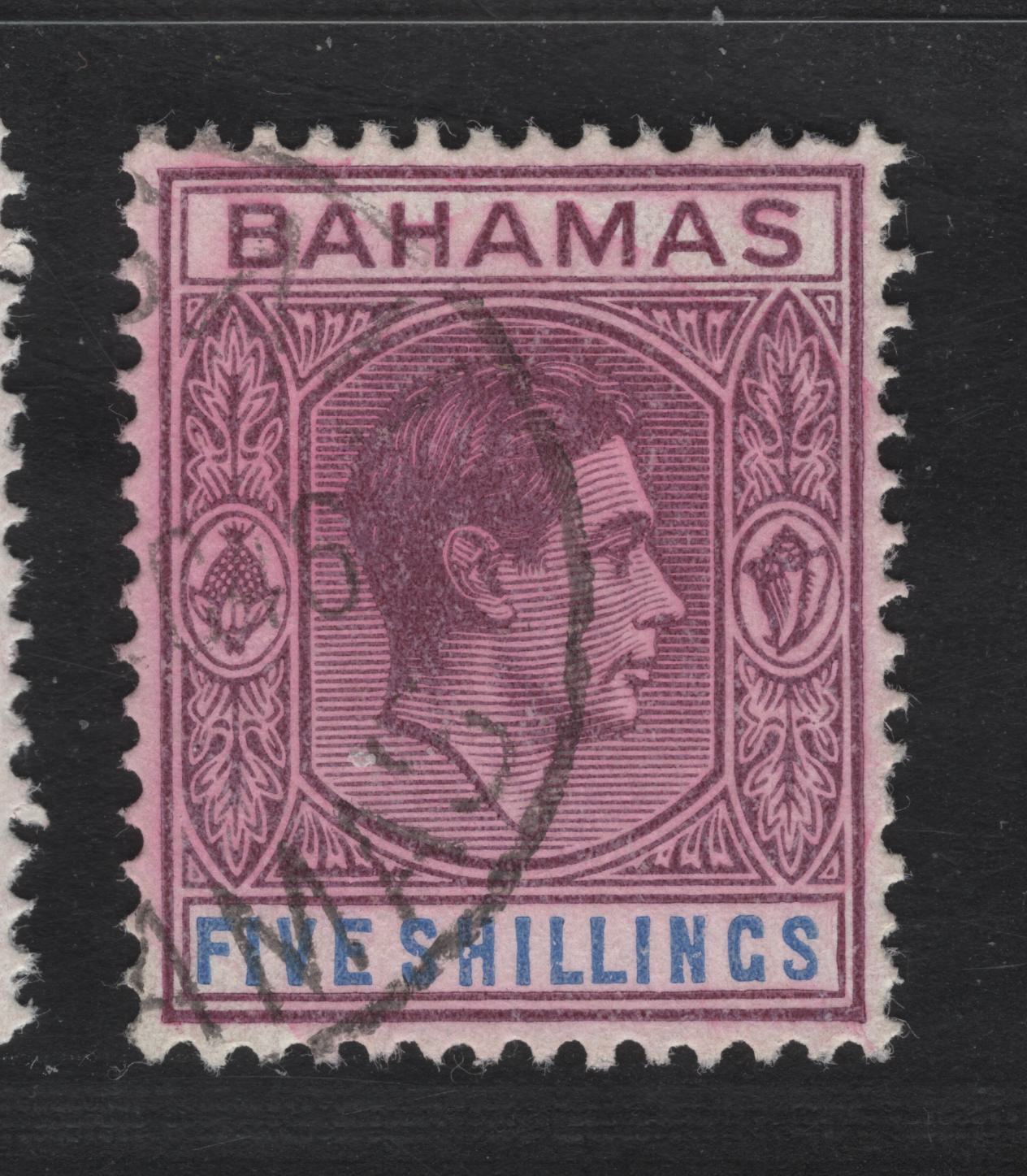 Lot 67 Bahamas SG#156c 5/- Dull Mauve & Deep Blue King George VI, 1938-1952 KGVI Issue, A Very Fine Used Single