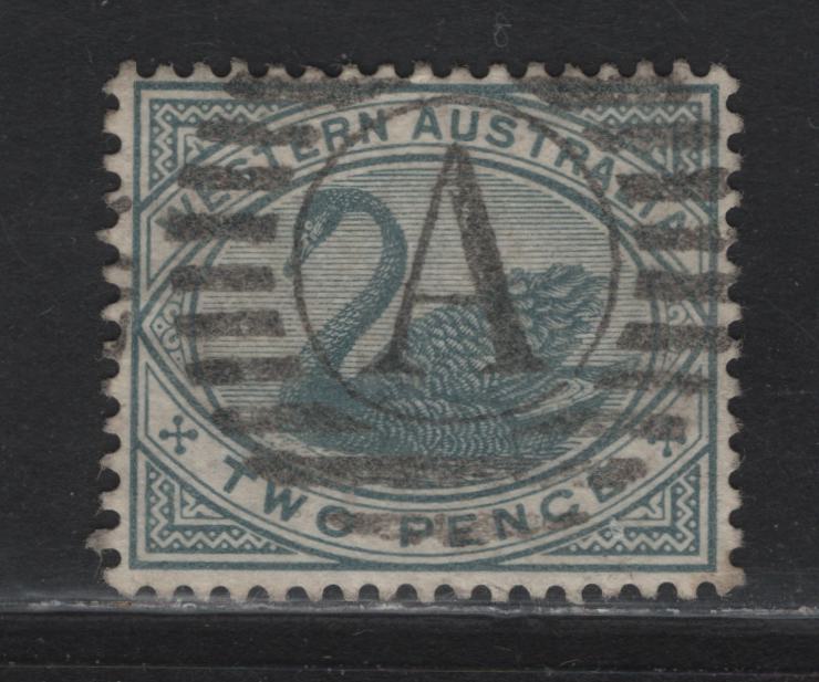 Lot 82 Western Australia (C)  SG#96 2d Bluish Gray Swan, 1885-1893 Swan Keyplate Issue, A Very Fine Used Single, SON Abany Barred Cancel, Crown CA Wmk