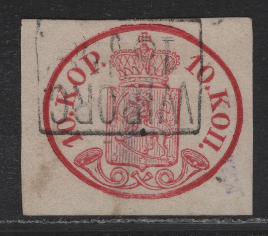 Lot 92 Finland (C)  SC#2f 10k Dark Carmine Posthorn & Lion, 1856-1858 Posthorn & Lion Issue, A Very Good Used Single, Wove Paper, Full To Large Margins On 3 Sides, Close But Clear At Top.